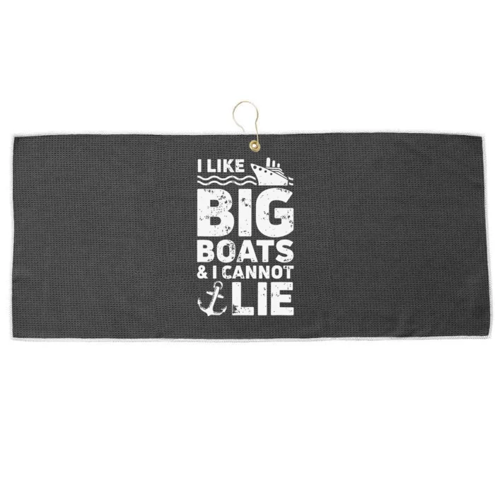 I Like Big Boats and I Cannot Lie Large Microfiber Waffle Golf Towel