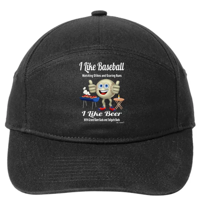 I Like Baseball and I Like Beer Baseball Thumbs Up Guy 7-Panel Snapback Hat