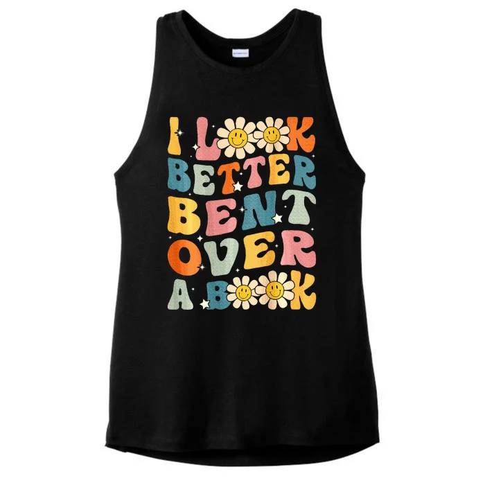 I Look Better Bent Over A Book Retro Groovy Reading Books Ladies Tri-Blend Wicking Tank