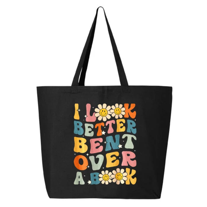 I Look Better Bent Over A Book Retro Groovy Reading Books 25L Jumbo Tote