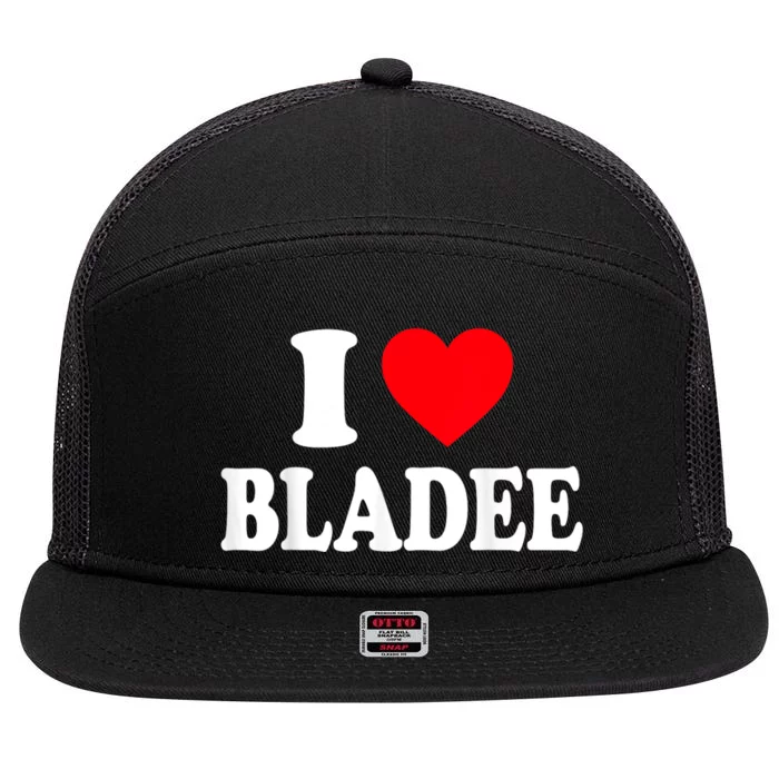 I Love Bladee 7 Panel Mesh Trucker Snapback Hat