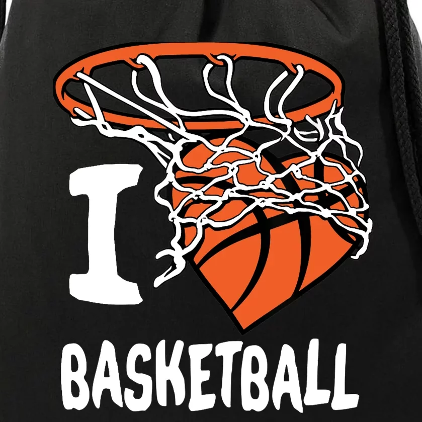 I Love Basketball Girl & Boy Basketball Hoop Drawstring Bag