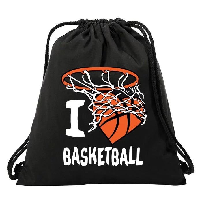 I Love Basketball Girl & Boy Basketball Hoop Drawstring Bag