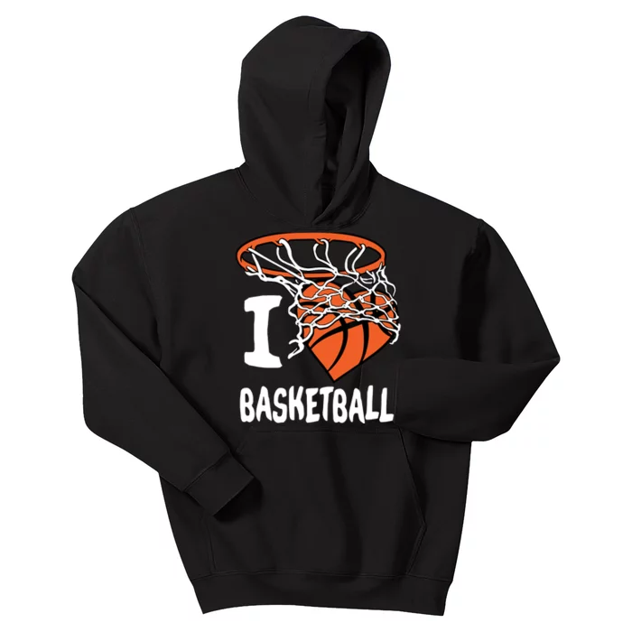 I Love Basketball Girl & Boy Basketball Hoop Kids Hoodie