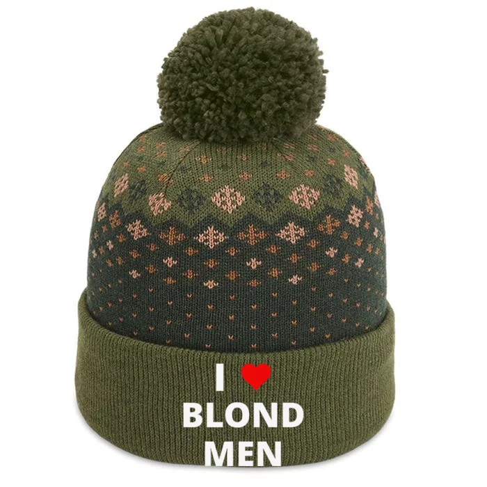 I Love Blond Man(Red Heart) The Baniff Cuffed Pom Beanie