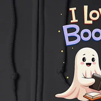 I Love Books Funny Halloween Cartoon Reading Ghost Full Zip Hoodie