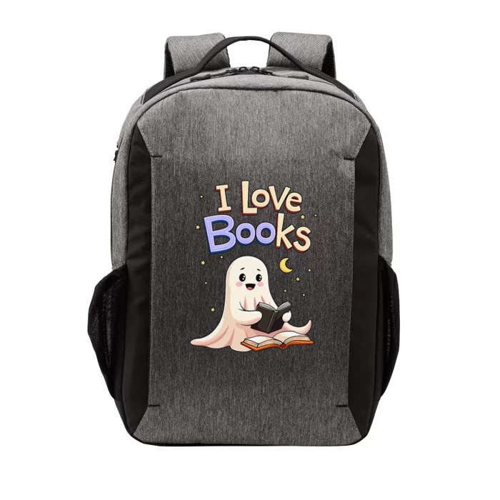 I Love Books Funny Halloween Cartoon Reading Ghost Vector Backpack