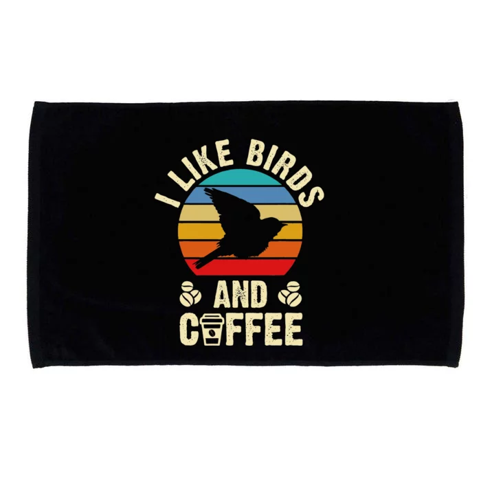 I Like Birds & Coffee Funny Vintage Birds Theme Lover Gift Microfiber Hand Towel