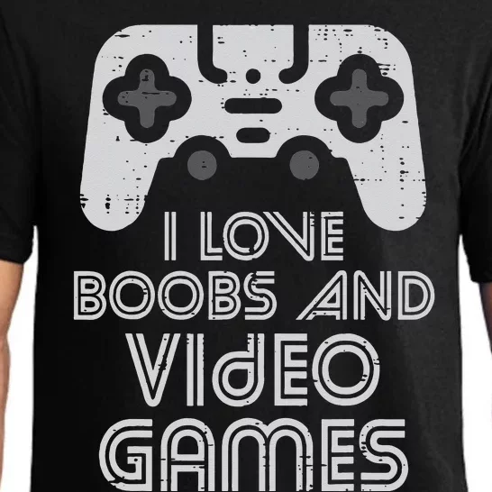 I Love Boobs And Video Games Funny Gaming Gamer Adult Men Pajama Set