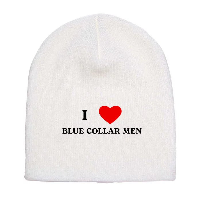 I Love Blue Collar Short Acrylic Beanie