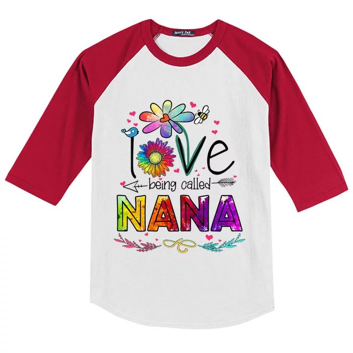 I Love Being Called Nana Daisy Flower Cute Mother's Day Kids Colorblock Raglan Jersey