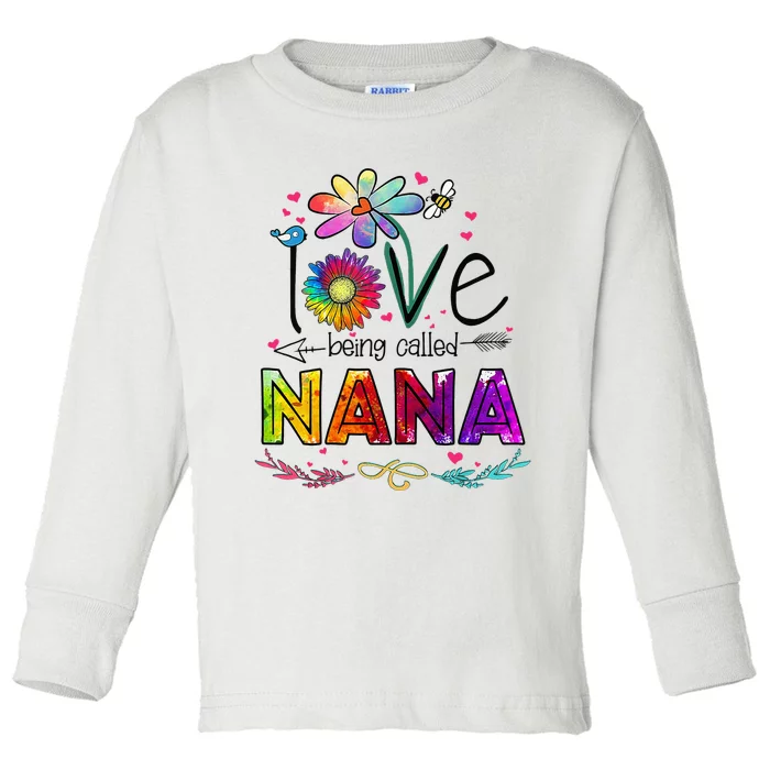 I Love Being Called Nana Daisy Flower Cute Mother's Day Toddler Long Sleeve Shirt