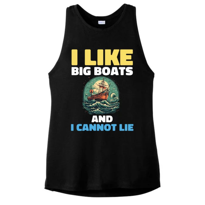 I Like Big Boats And I Cannot Lie Cool Gift Ladies Tri-Blend Wicking Tank