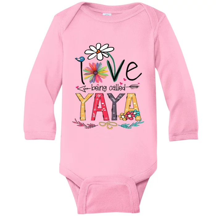 I Love Being Called Yaya Sunflower Mother's Day Baby Long Sleeve Bodysuit