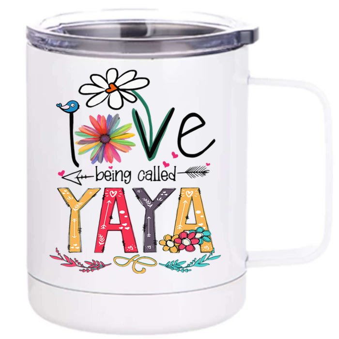 I Love Being Called Yaya Sunflower Mother's Day Front & Back 12oz Stainless Steel Tumbler Cup