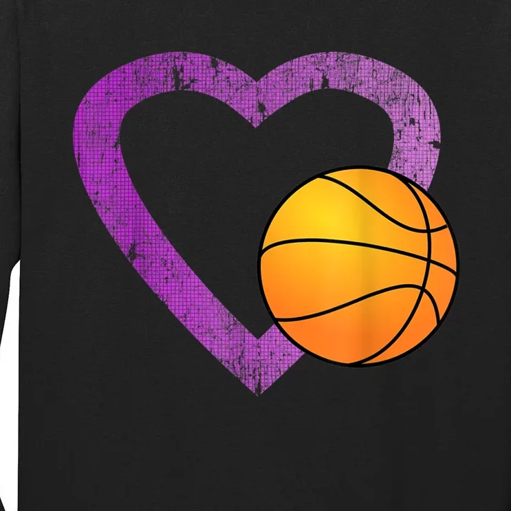 I Love Basketball Heart Tall Long Sleeve T-Shirt