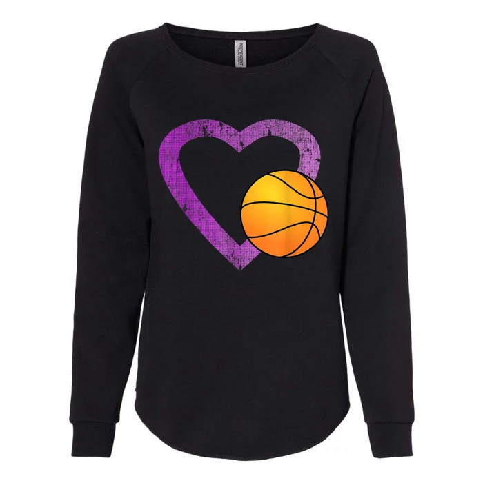 I Love Basketball Heart Womens California Wash Sweatshirt