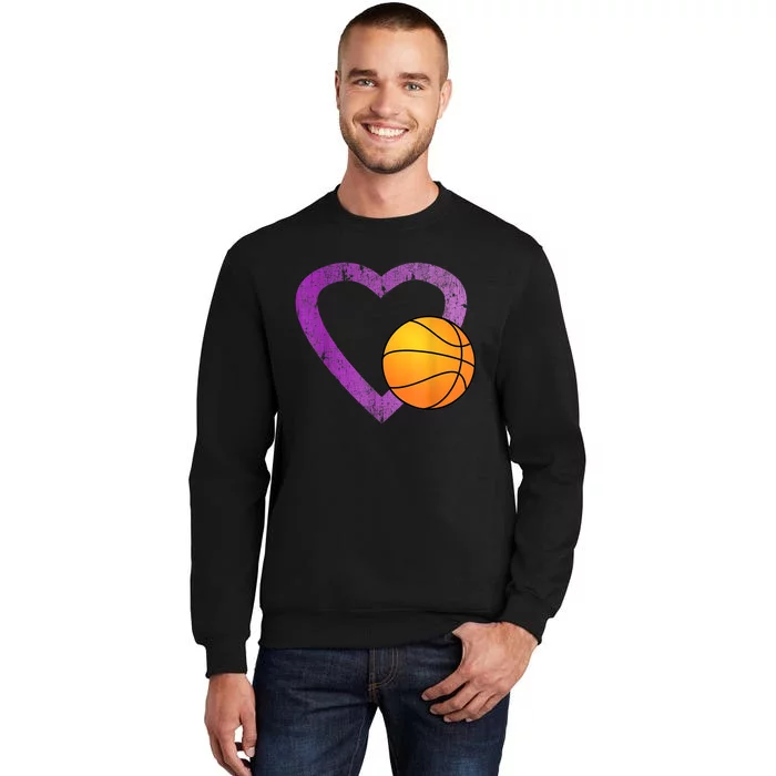 I Love Basketball Heart Tall Sweatshirt