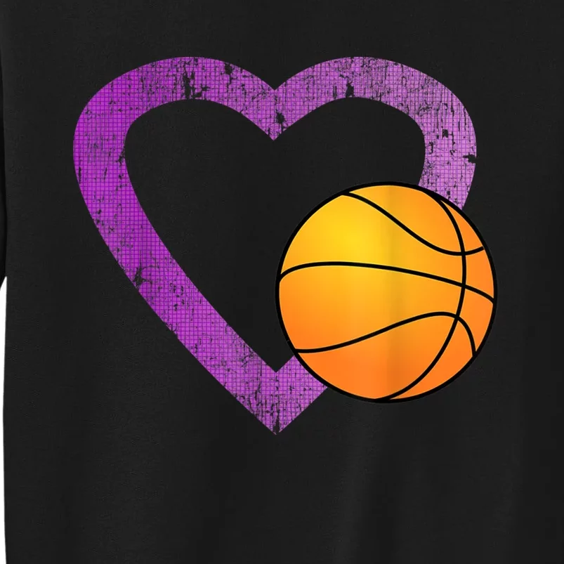 I Love Basketball Heart Tall Sweatshirt