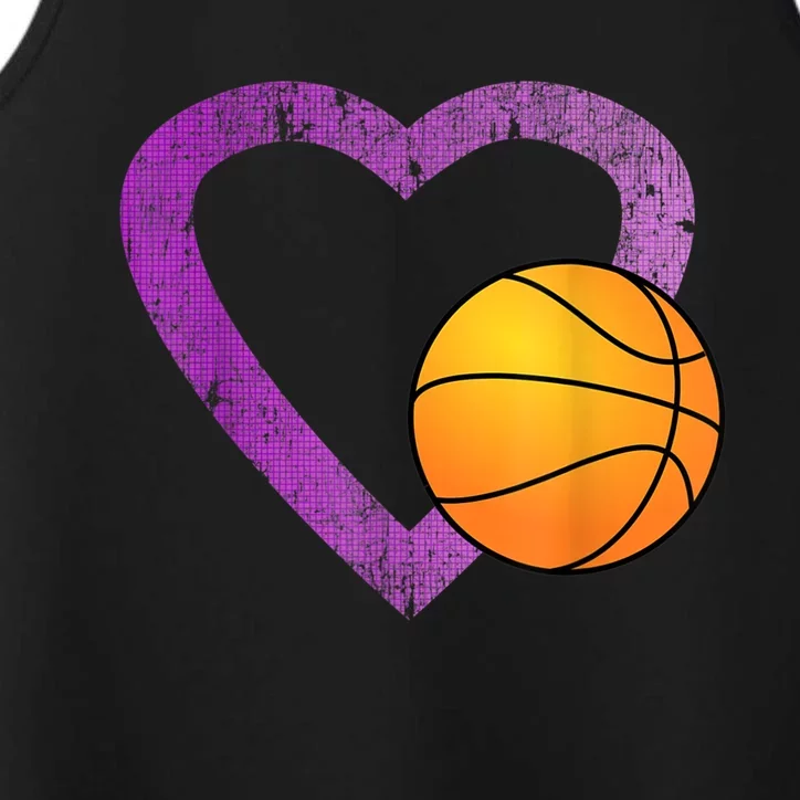 I Love Basketball Heart Performance Tank