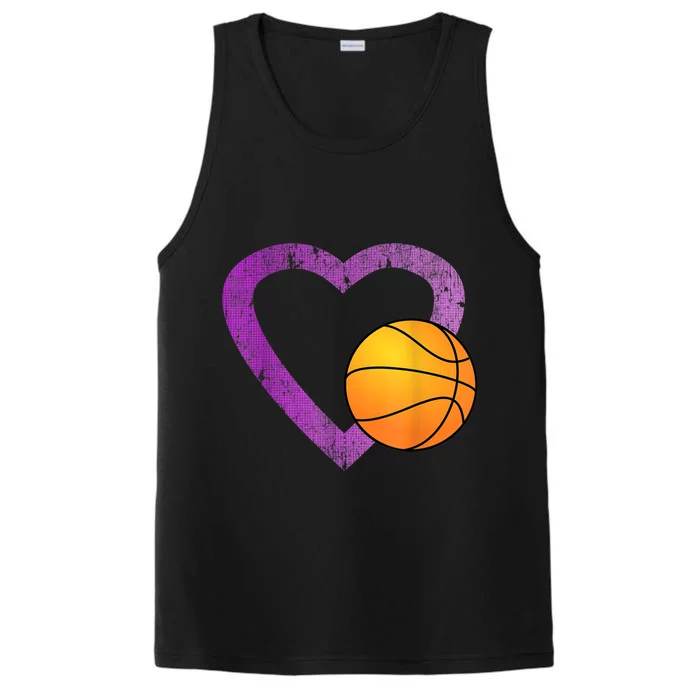 I Love Basketball Heart Performance Tank