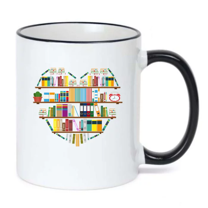 I Love Books Gift Heart Shaped Books Gift Black Color Changing Mug