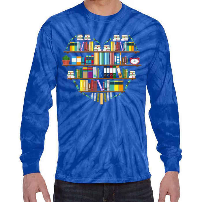 I Love Books Gift Heart Shaped Books Gift Tie-Dye Long Sleeve Shirt