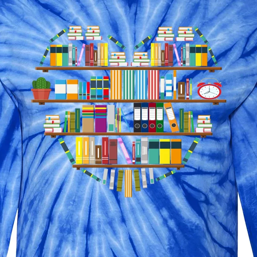 I Love Books Gift Heart Shaped Books Gift Tie-Dye Long Sleeve Shirt