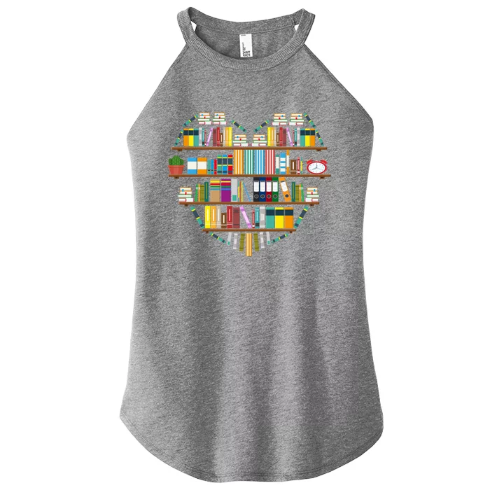 I Love Books Gift Heart Shaped Books Gift Women’s Perfect Tri Rocker Tank