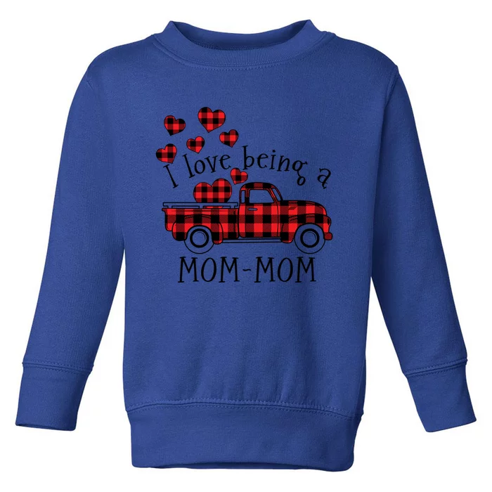 I Love Being A Momcute Giftmom Red Truck With Heart Valentine's Day Gift Toddler Sweatshirt