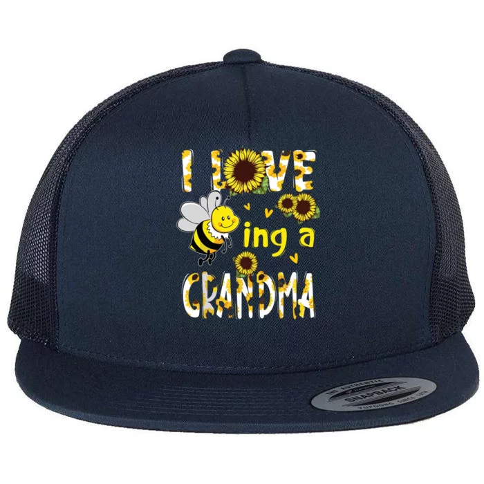 I Love Being A Grandma Sunflower Bee, Mother's Day Flat Bill Trucker Hat