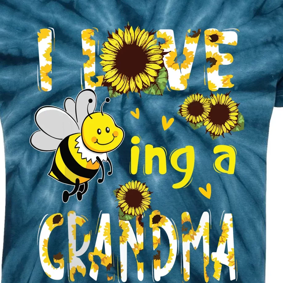 I Love Being A Grandma Sunflower Bee, Mother's Day Kids Tie-Dye T-Shirt