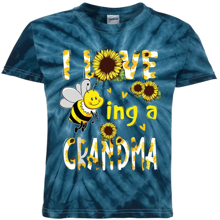 I Love Being A Grandma Sunflower Bee, Mother's Day Kids Tie-Dye T-Shirt