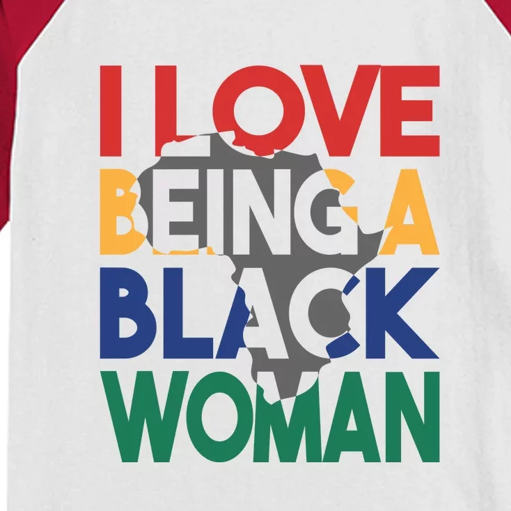 I Love Being A Black Women Black History Month Gift Mother's Day Kids Colorblock Raglan Jersey