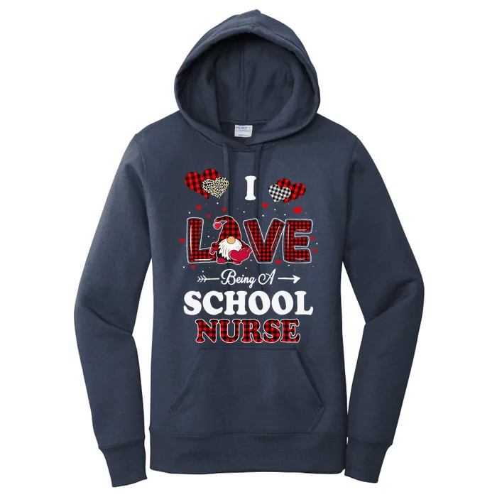 I Love Being A School Nurses Teacher Valentines Day Gnome Gift Women's Pullover Hoodie