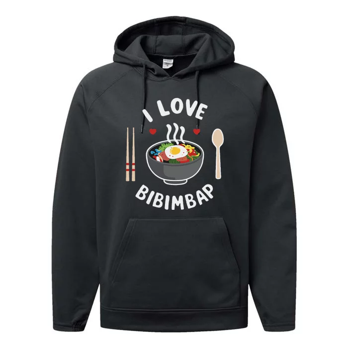 I Love Bibimbap Korean Food Heart Chopsticks Performance Fleece Hoodie