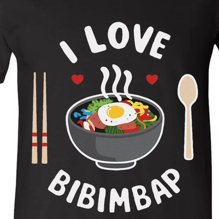 I Love Bibimbap Korean Food Heart Chopsticks V-Neck T-Shirt