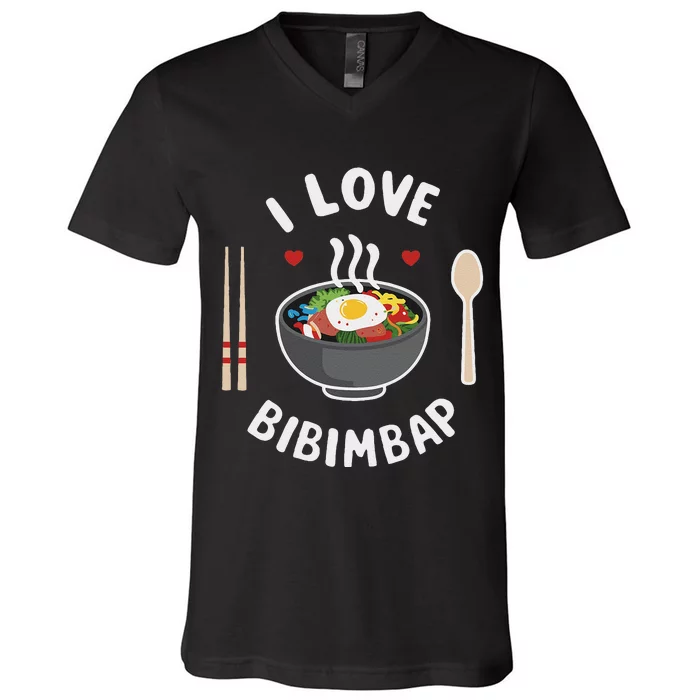 I Love Bibimbap Korean Food Heart Chopsticks V-Neck T-Shirt