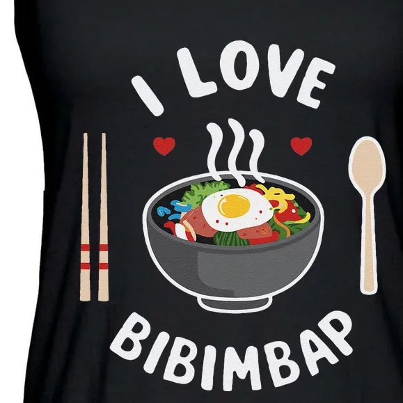 I Love Bibimbap Korean Food Heart Chopsticks Ladies Essential Flowy Tank