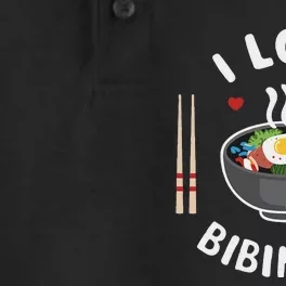 I Love Bibimbap Korean Food Heart Chopsticks Dry Zone Grid Performance Polo