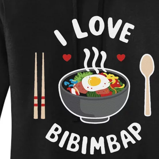 I Love Bibimbap Korean Food Heart Chopsticks Women's Pullover Hoodie