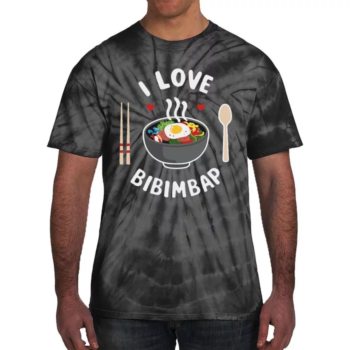 I Love Bibimbap Korean Food Heart Chopsticks Tie-Dye T-Shirt