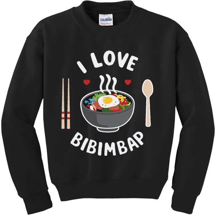 I Love Bibimbap Korean Food Heart Chopsticks Kids Sweatshirt