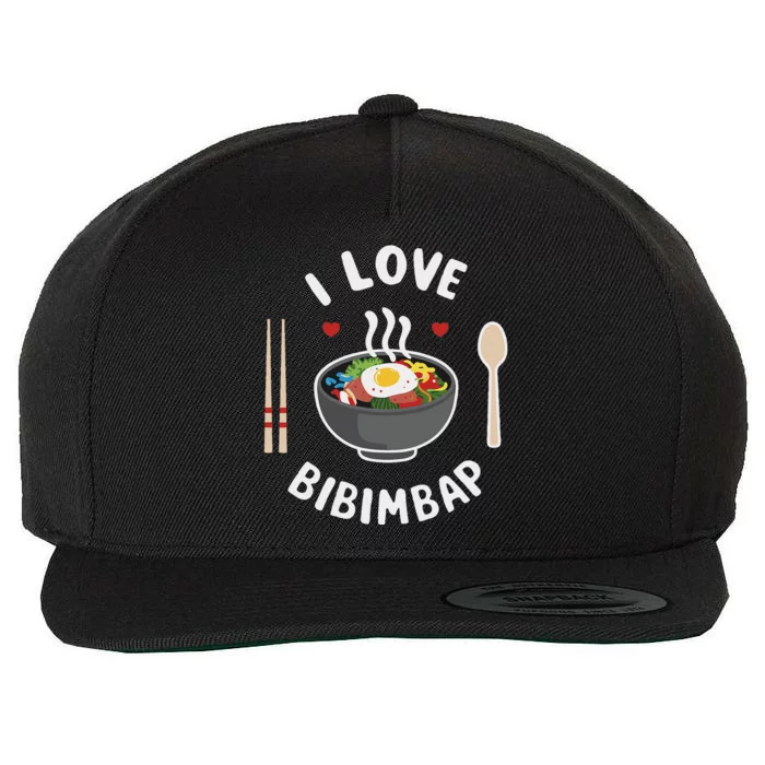 I Love Bibimbap Korean Food Heart Chopsticks Wool Snapback Cap