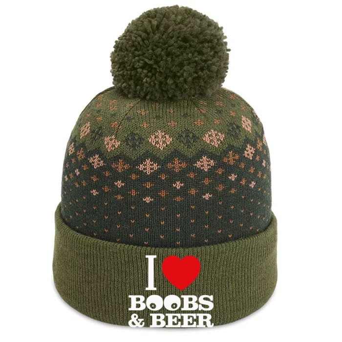 I Love Boobs And Beer The Baniff Cuffed Pom Beanie