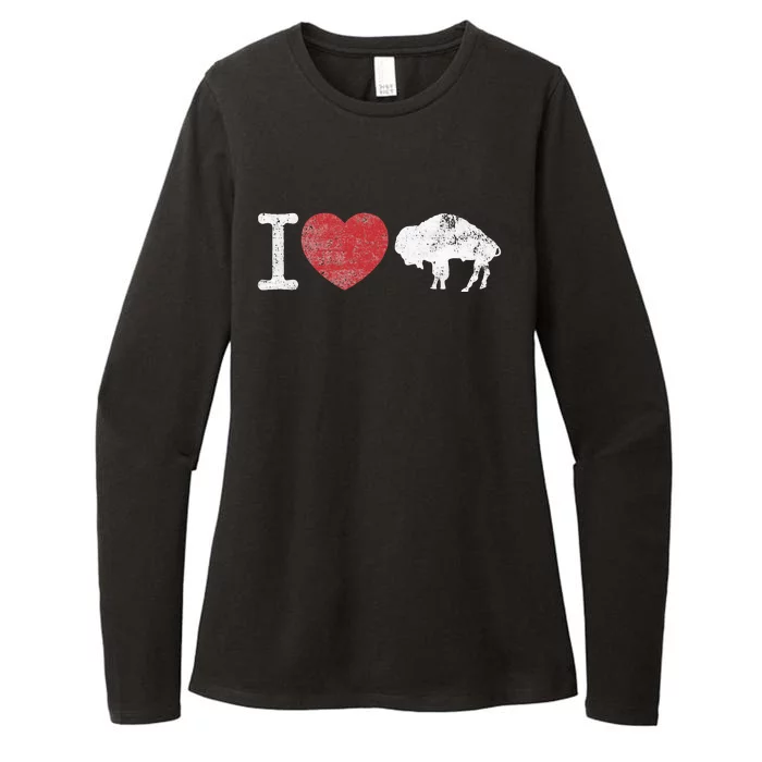 I Love Buffalo Vintage Buffalo With Bison Womens CVC Long Sleeve Shirt