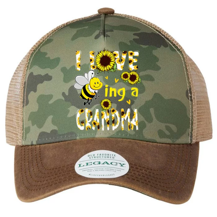 I Love Being A Grandma Sunflower Bee Mothers Day Legacy Tie Dye Trucker Hat