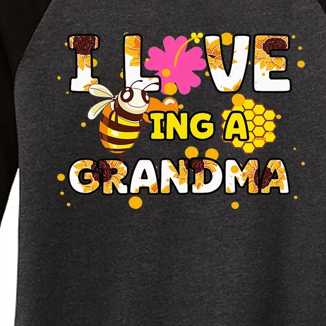 I Love Being A Grandma Sunflower Bee Mother's Day Women's Tri-Blend 3/4-Sleeve Raglan Shirt