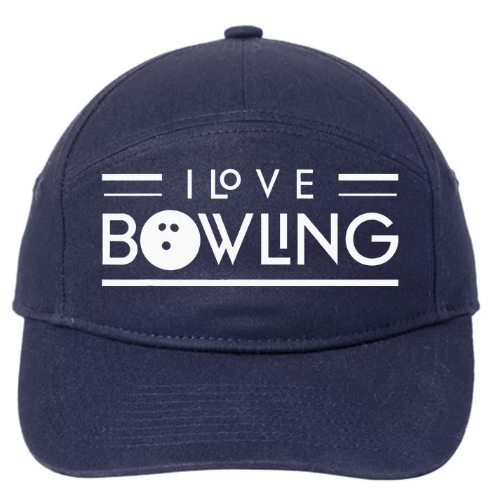 I Love Bowling Pin Hobby Lover Bowler 7-Panel Snapback Hat