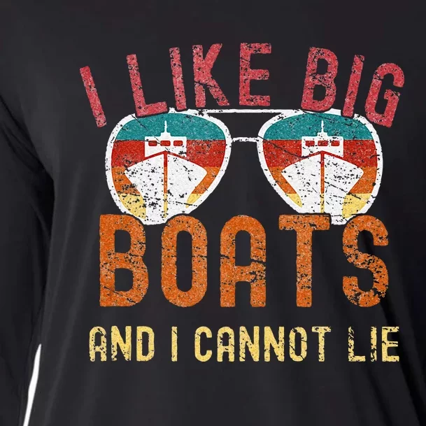 I Like Big Boats And I Cannot Lie Yacht Boating Funny Cruise Cooling Performance Long Sleeve Crew